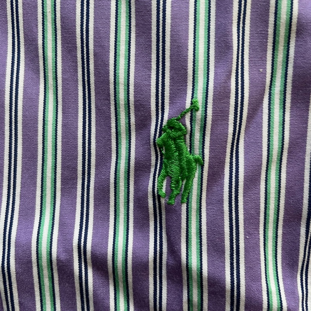 Ralph Lauren Polo Purple and Green Stripe Button Down Collar Shirt - Picture 3 of 3